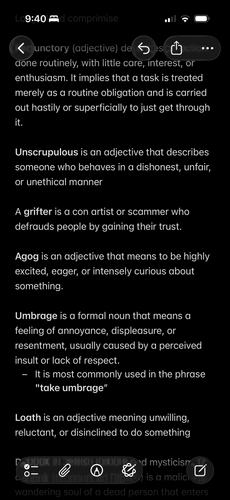 Vocab in Notes App While Reading