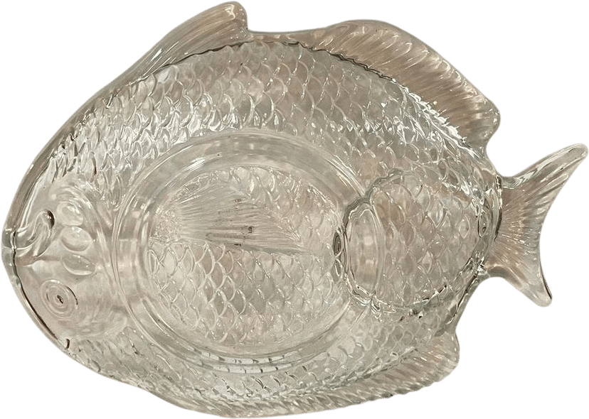 Vintage Glass Fish Shaped Serving Plates Set of 3