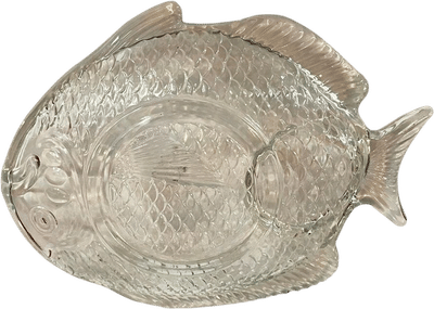 Vintage Glass Fish Shaped Serving Plates Set of 3