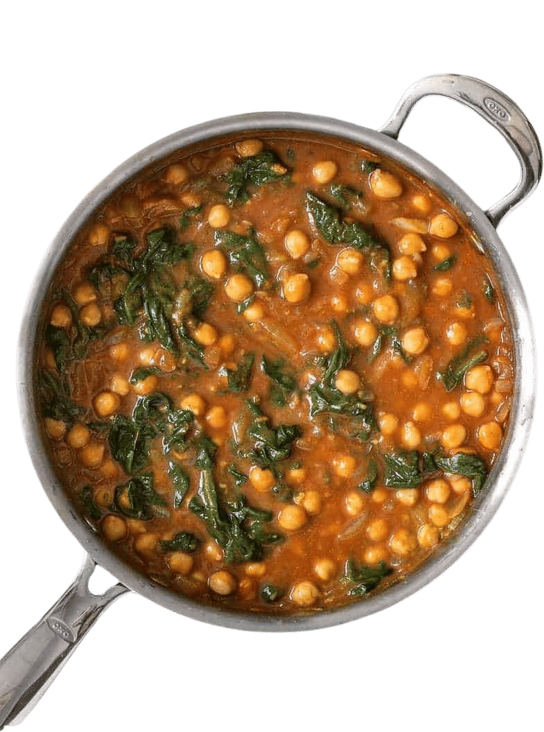 Curried chickpeas and spinach