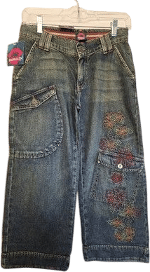 Vintage Fiorucci Wide Leg Jean Capris Womens Sz 5 Blue Wide Leg Embroidered 80s | eBay