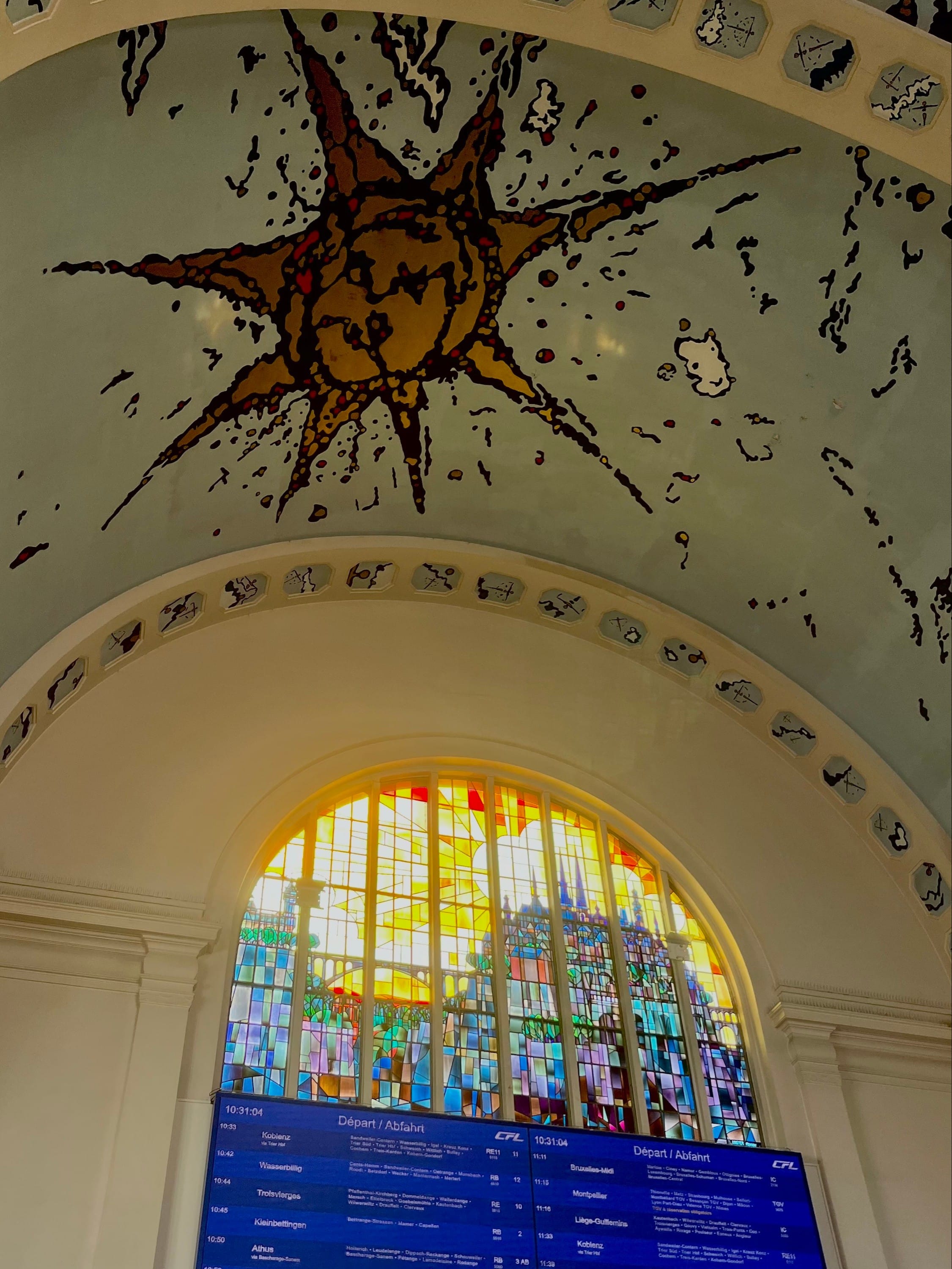 Luxembourg City train station ceiling