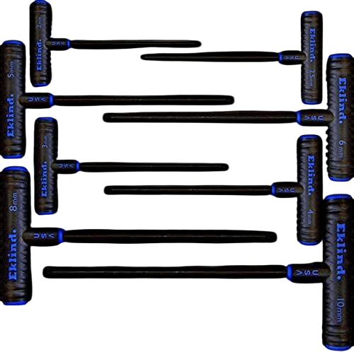 Eklind Tool 64808 Power-T Handle Ball-Hex Key allen wrench - 8pc set Metric MM sizes 2-10 (9In shaft)