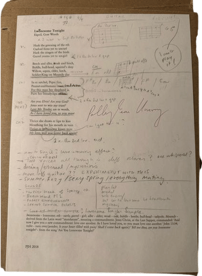 PJ Harvey 'Lwonesome Tonight' Signed Lyric Card