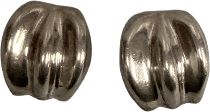 Vintage Taxco Ribbed Hollow Sterling Silver Earrings