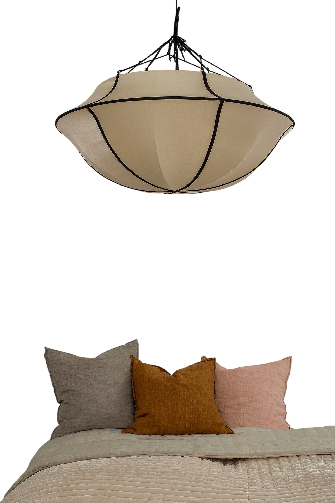 Umbrella Silk Pendant in Classic Silk with Black Ribbon by Oi Soi Oi