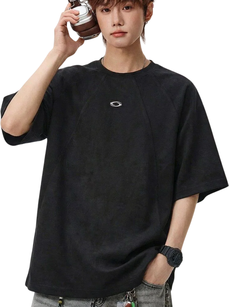 Faux Suede Embroidered T-Shirt