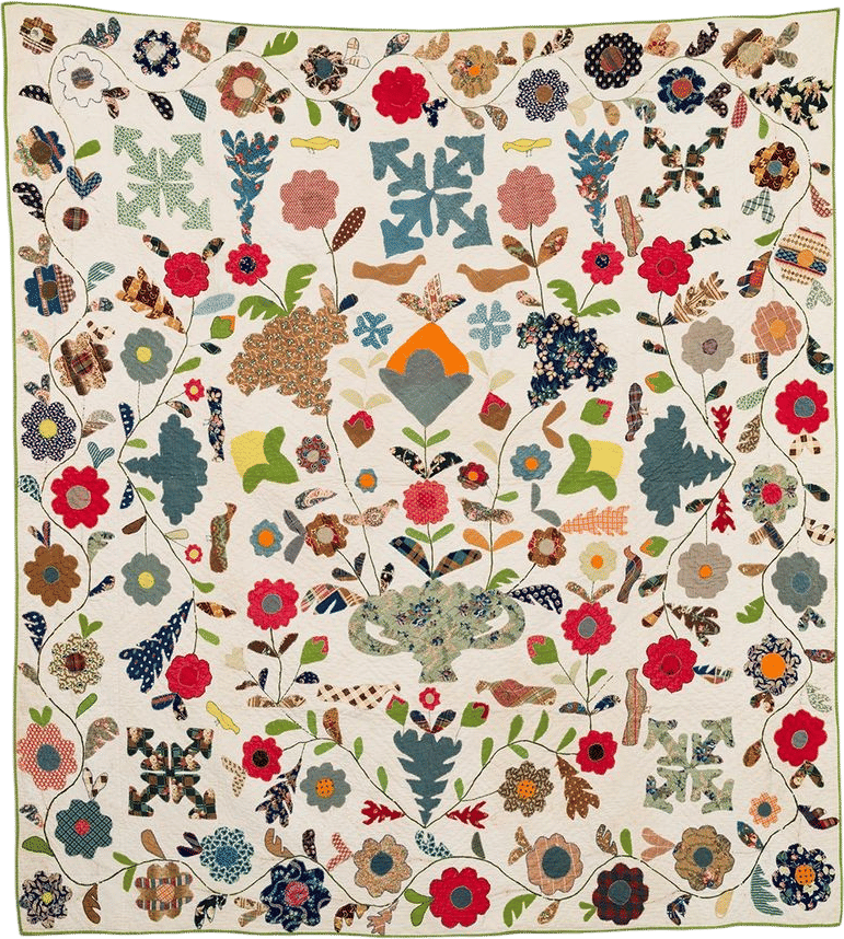 American Folk Art Museum on Instagram: "Dedicated to folk art by unknown makers, Nameless Art + Design @namelessartshow partners with the American Folk Art Museum @afamuseum to feature anonymous work from their current exhibition, "An Ecology of Quilts: The Natural History of American Textiles." 

Learn more and see quilts by unknown artists featured in the exhibition at namelessartshow.com/americanfolkartmuseum

NAMELESS Art + Design Show⁠
🗓️ January 30–February 1, 2026⁠
📍516 W 26th St Suite 315 | NYC⁠⁠

@namelessartshow brings together American folk art and design by unknown makers, circa 1600–1970, featuring work by anonymous folk and self-taught artists alongside furniture, lighting, and textiles by vernacular designers. With 25 dealers from across the country, it is the only American art fair dedicated to visionary work by unknown and historically marginalized creators.⁠

Learn more at namelessartshow.com and follow @namelessartshow for updates and highlights!

-

🪡 Pot of Flowers Quilt with Birds, United States, c. 1860, Cotton and wool, 85 x 82 in., 2025.4.1, American Folk Art Museum, New York.⁠

🪡 Lemoyne Star Quilt, Possibly Ohio, c. 1890, Cotton, 73 x 83 in., 2019.27.30, American Folk Art Museum, New York.⁠

🪡 Tied Patchwork Quilt and Overshot Coverlet, Probably Virginia or Maryland, Late 19th century, Cotton, wool, linen, 66 x 77 in., 1989.16.6, American Folk Art Museum, New York.⁠"