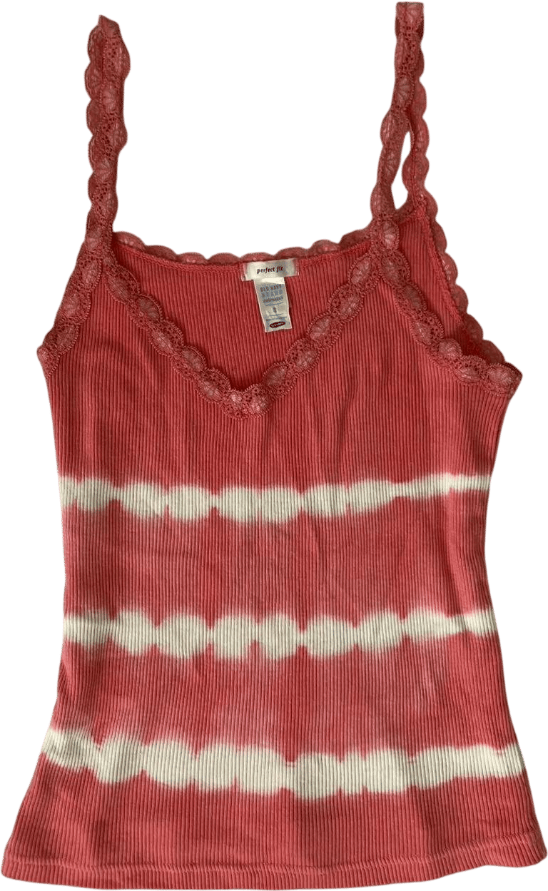 Old Navy Ribbed Lace Trim Coral Tank Top