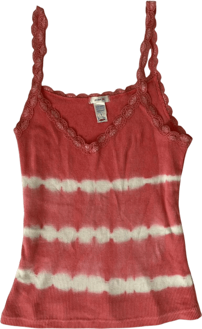 Old Navy Ribbed Lace Trim Coral Tank Top