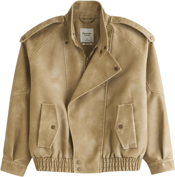 Relaxed Mockneck Vegan Leather Bomber Jacket