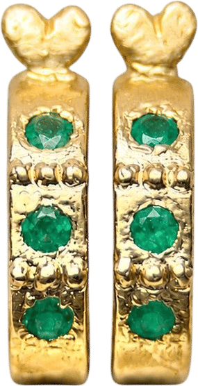 Colombian Emerald Semi Hoops in 18 ct Gold