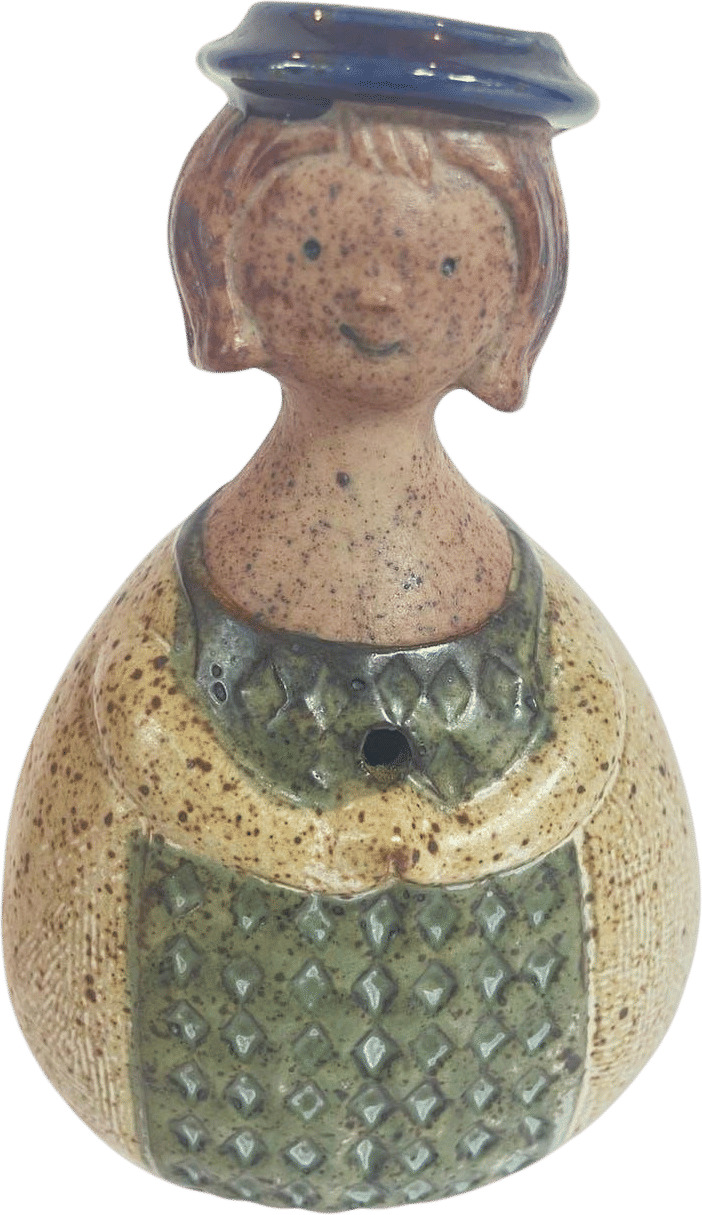 Vintage Scandinavian Studio Pottery Girl Figurine Vase