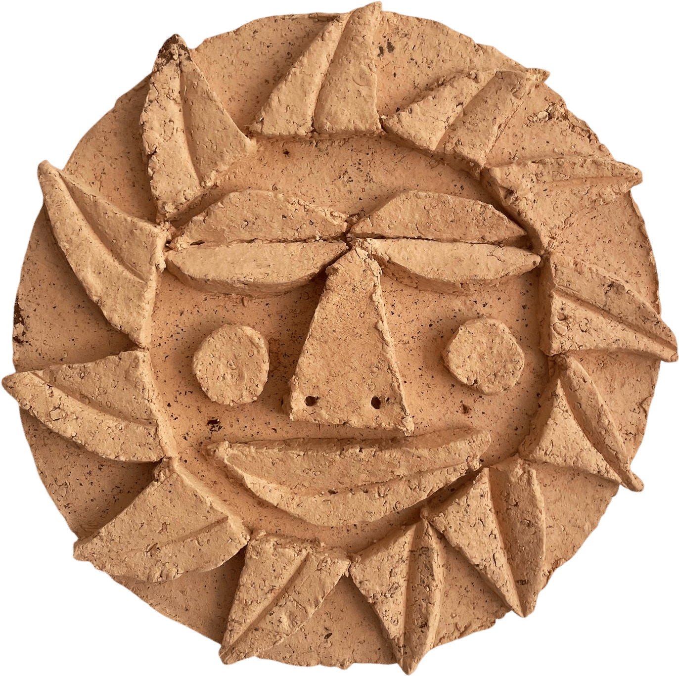 Handmade Ceramic Brutalist Sun Sculpture Wall Art