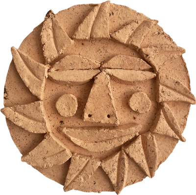 Handmade Ceramic Brutalist Sun Sculpture Wall Art