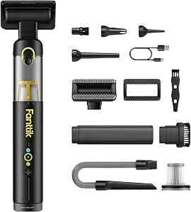 Fanttik Slim V10 APEX Cordless Car Vacuum, 4-in-1 Portable Mini Handheld Vac, 19kPa Suction Power, Upgraded Smart Digital Display, 2 Suction Modes for Small Jobs, Car, Office Desk, Keyboards (Black)