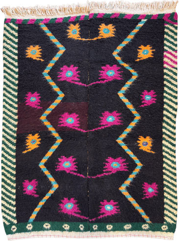 Vintage Anatolian Tulu Rug: Colorful Wool, Tribal Design (154x114cm)