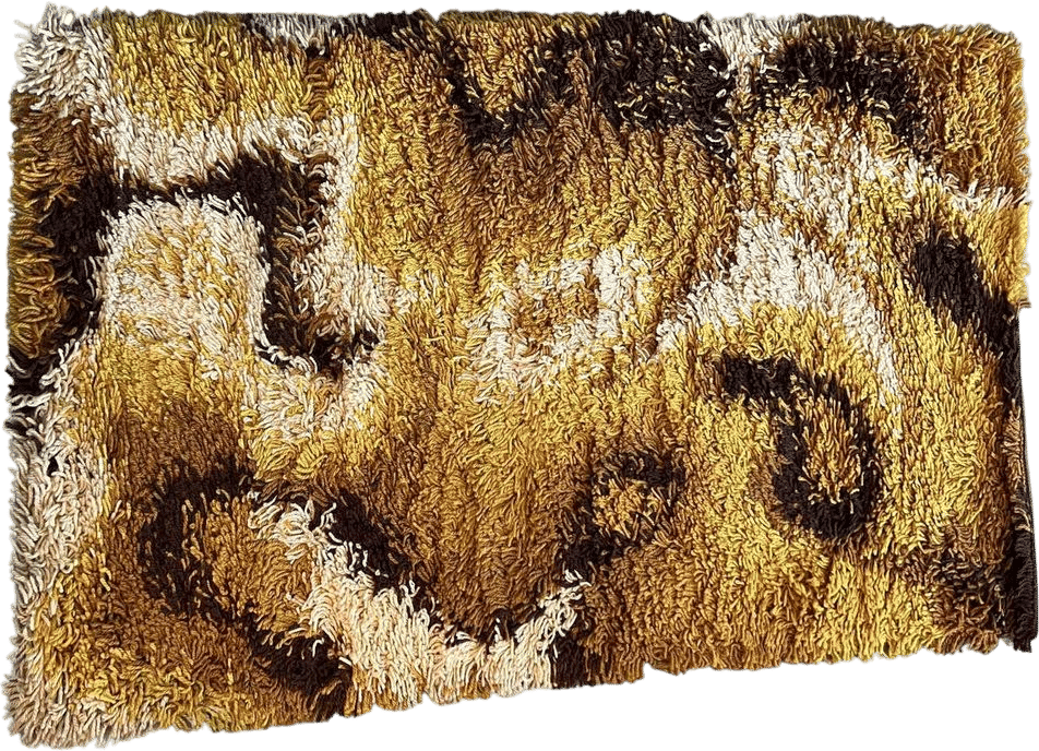 60's DANIA TAEPPER Waves UNUSED Abstract Danish Rya Rug Mid Century Modern