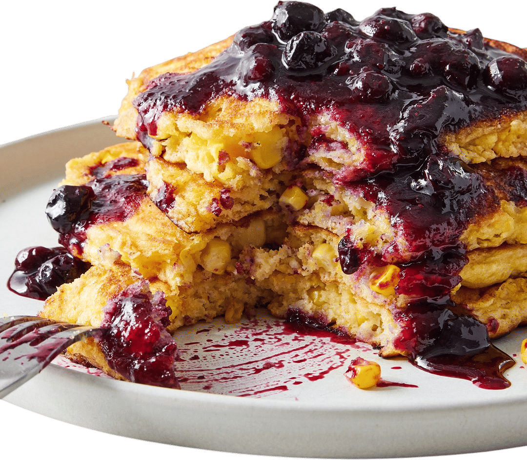 Corn Pancakes with Blueberry Sauce Recipe