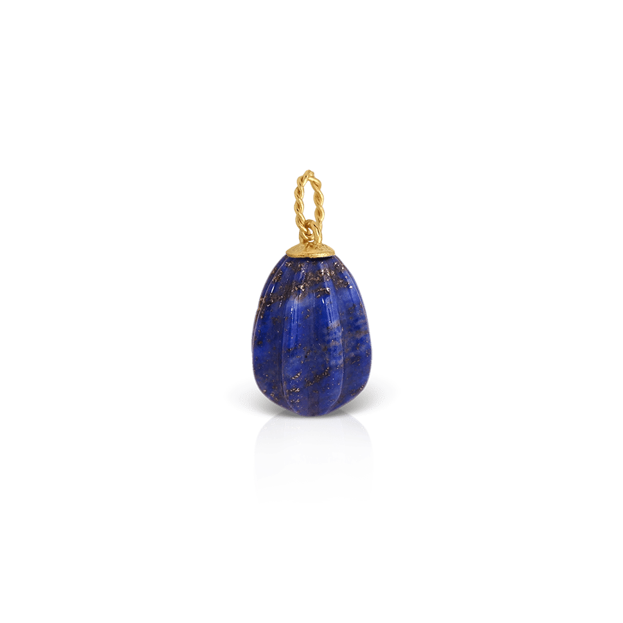 Egg shaped lapis lazuli pendant in 18k gold