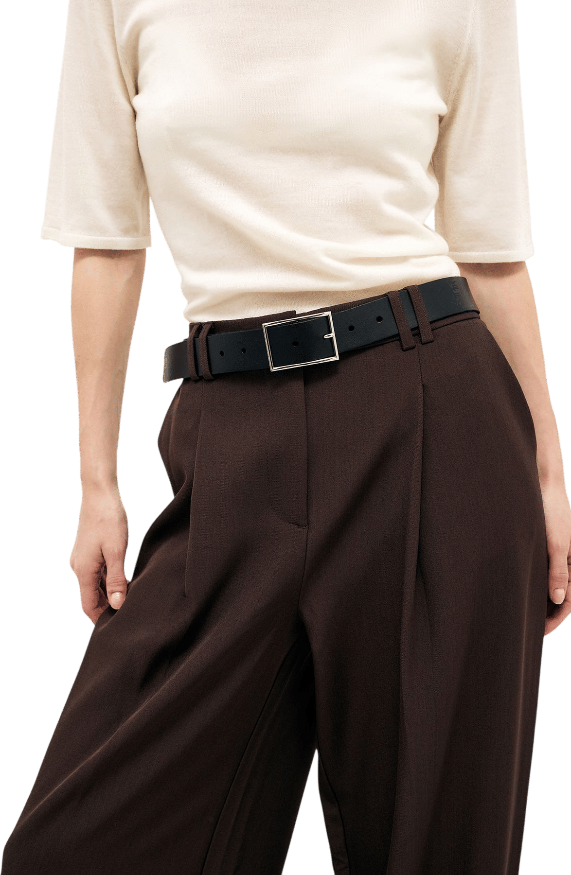 Ceinture en Cuir à Boucle Carrée