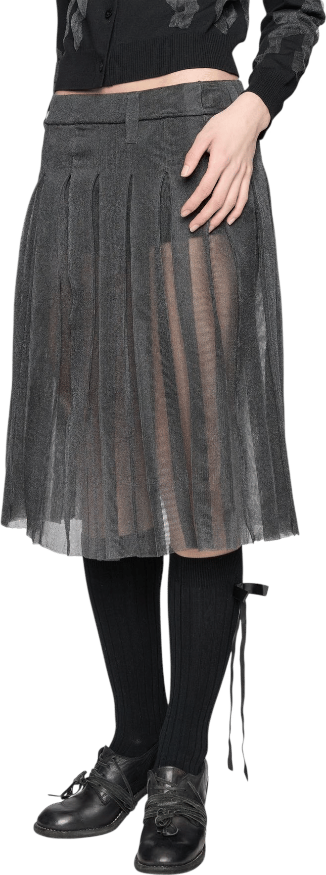Organza Knit Pleated Skirt