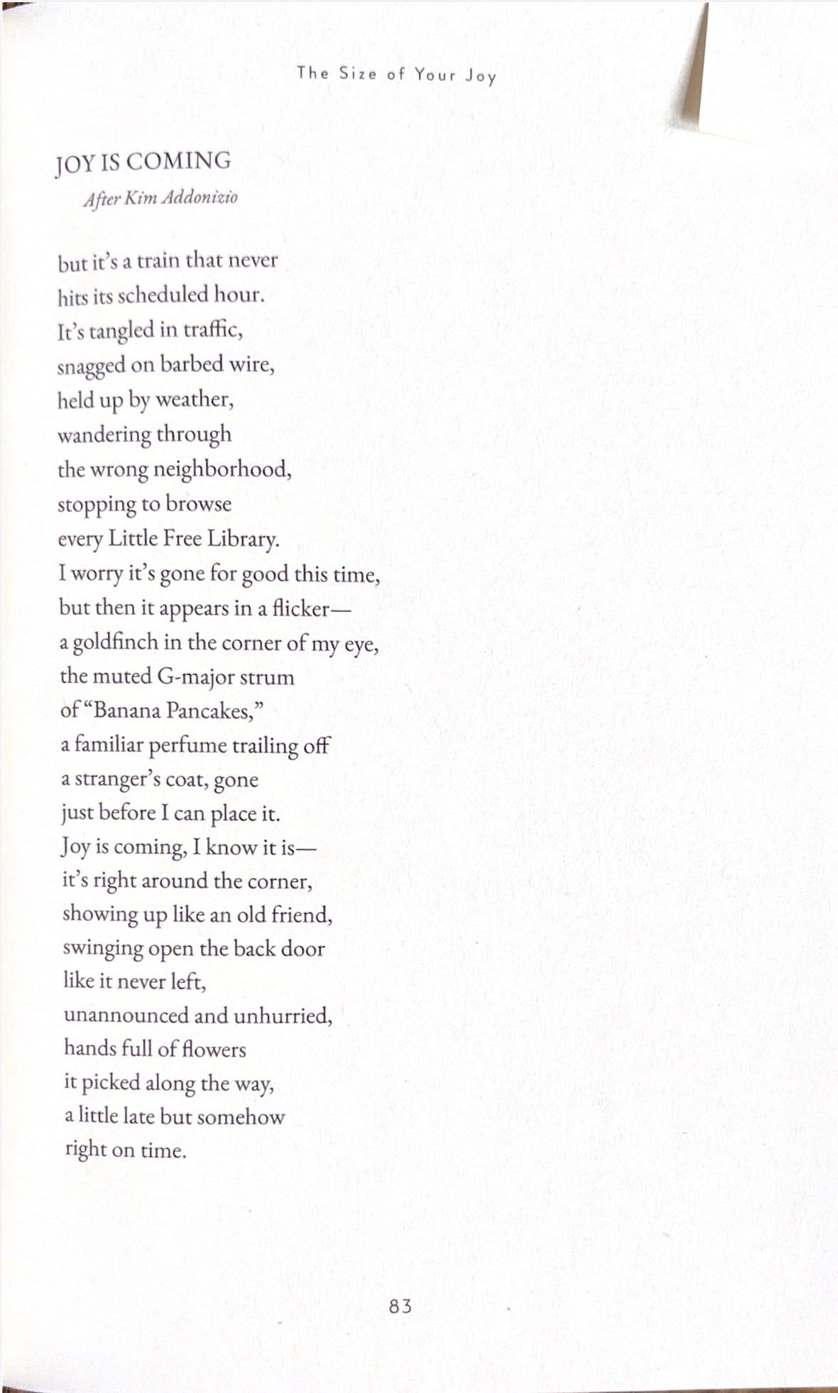 Joy is coming (from the size of your joy by Elise m powers)
