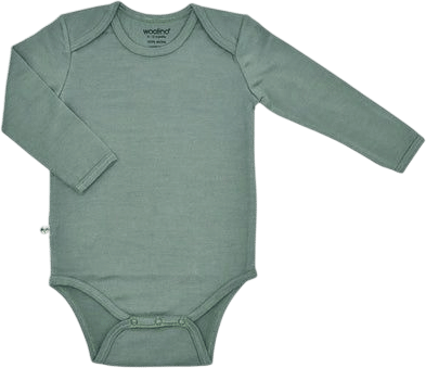 Woolino Baby Bodysuit, Long Sleeve, Sage