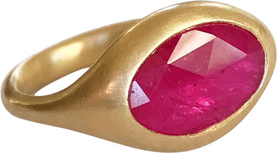 Dalben Oval Rose Cut Ruby Yellow Gold Ring