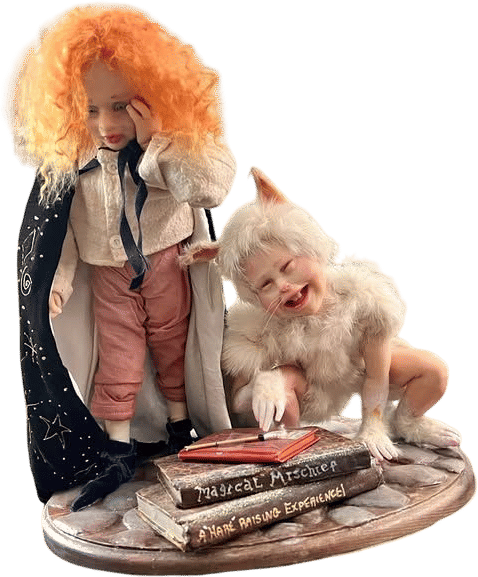One of a Kind Fairytale Dolls Composition, Rabbit & Magician