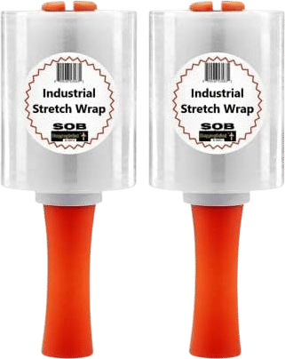PowerWrap Heavy Duty Industrial Stretch Wrap - with Rolling Handle 5” x 1000ft 80 Gauge (2 Roll Pack) Moving Supplies, Plastic Wrap for Moving, Packing, Shrink, Self-Adhering Cling Film, Clear
