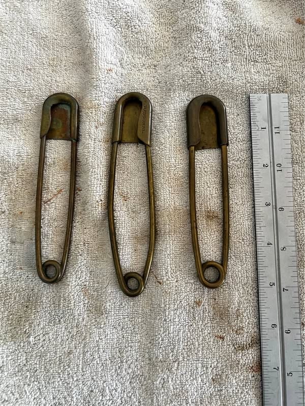 Antique Solid Brass Safety Pins
