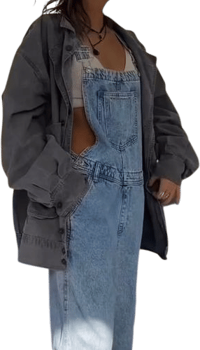bralette under overalls