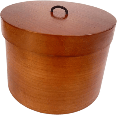 Vintage Bentwood Round Storage Box with Leather Ties