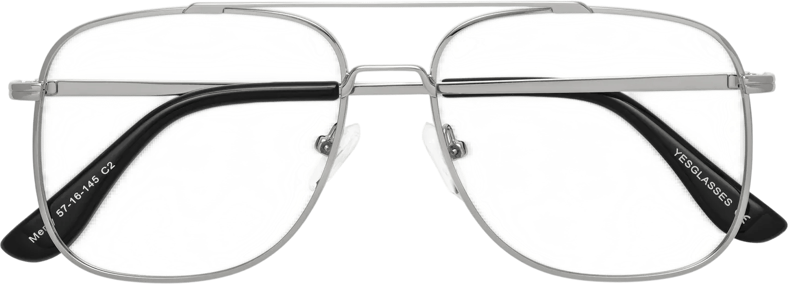 Yesglasses Silver Double Bridge Metal Eyeglasses