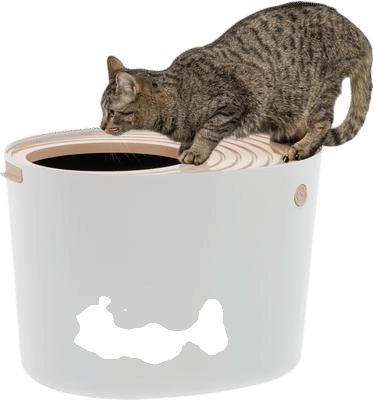 IRIS Top Entry Cat Litter Box with Scoop, White/Beige, Large
