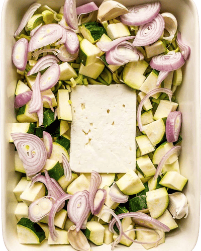 Baked Feta Pasta with Zucchini and Leeks Recipe