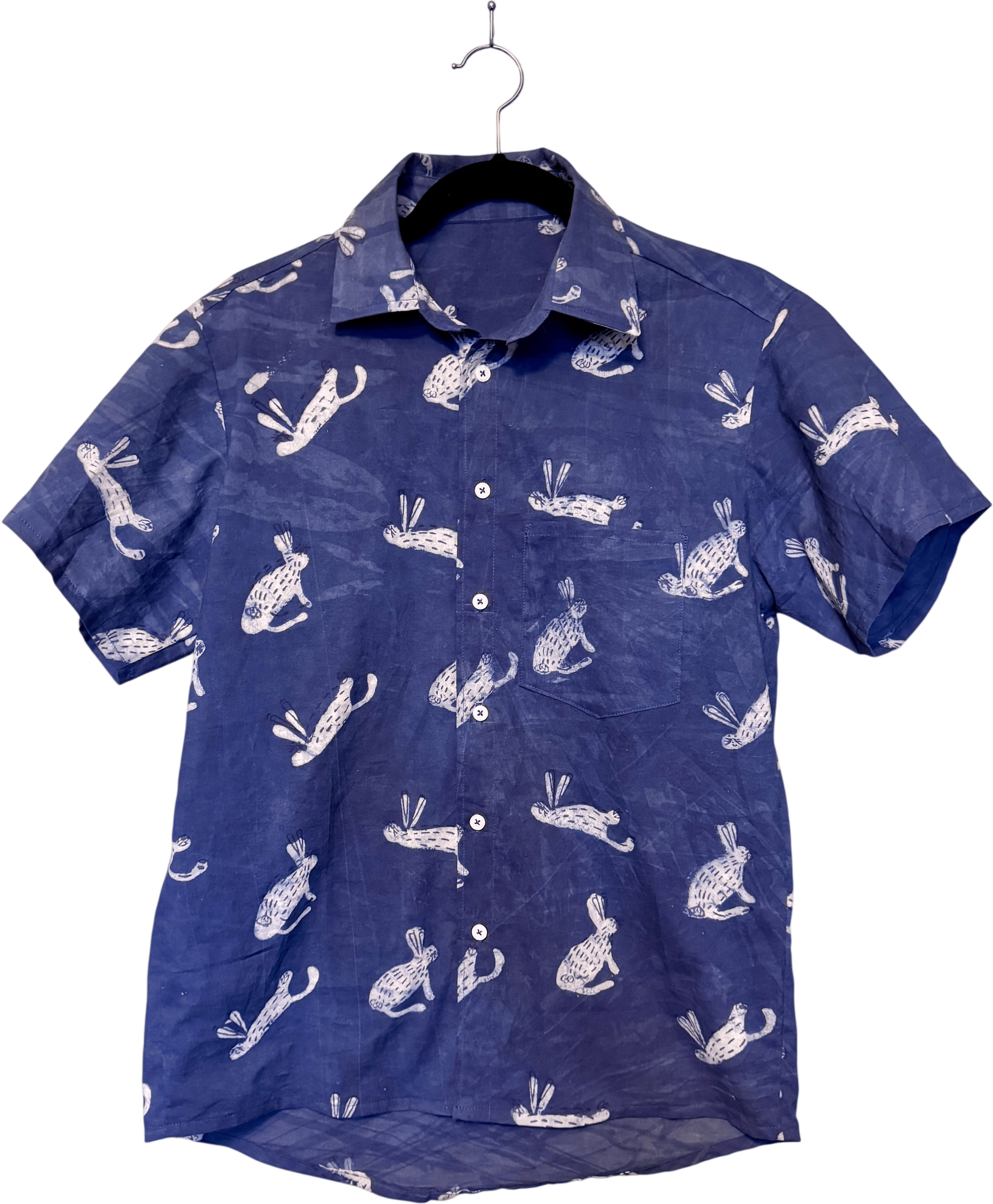 Finch button up in a bunny block print