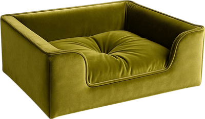 Handcrafted Olive Velvet Pet Bed