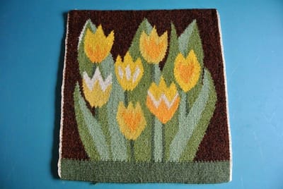 Vintage Swedish Woven Tulip Wall Tapestry