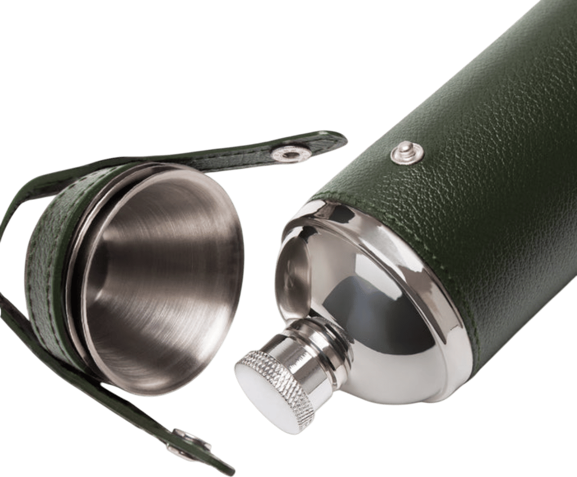 Ettinger London Handmade Capra 8oz Hunter Flask with 4 Cups