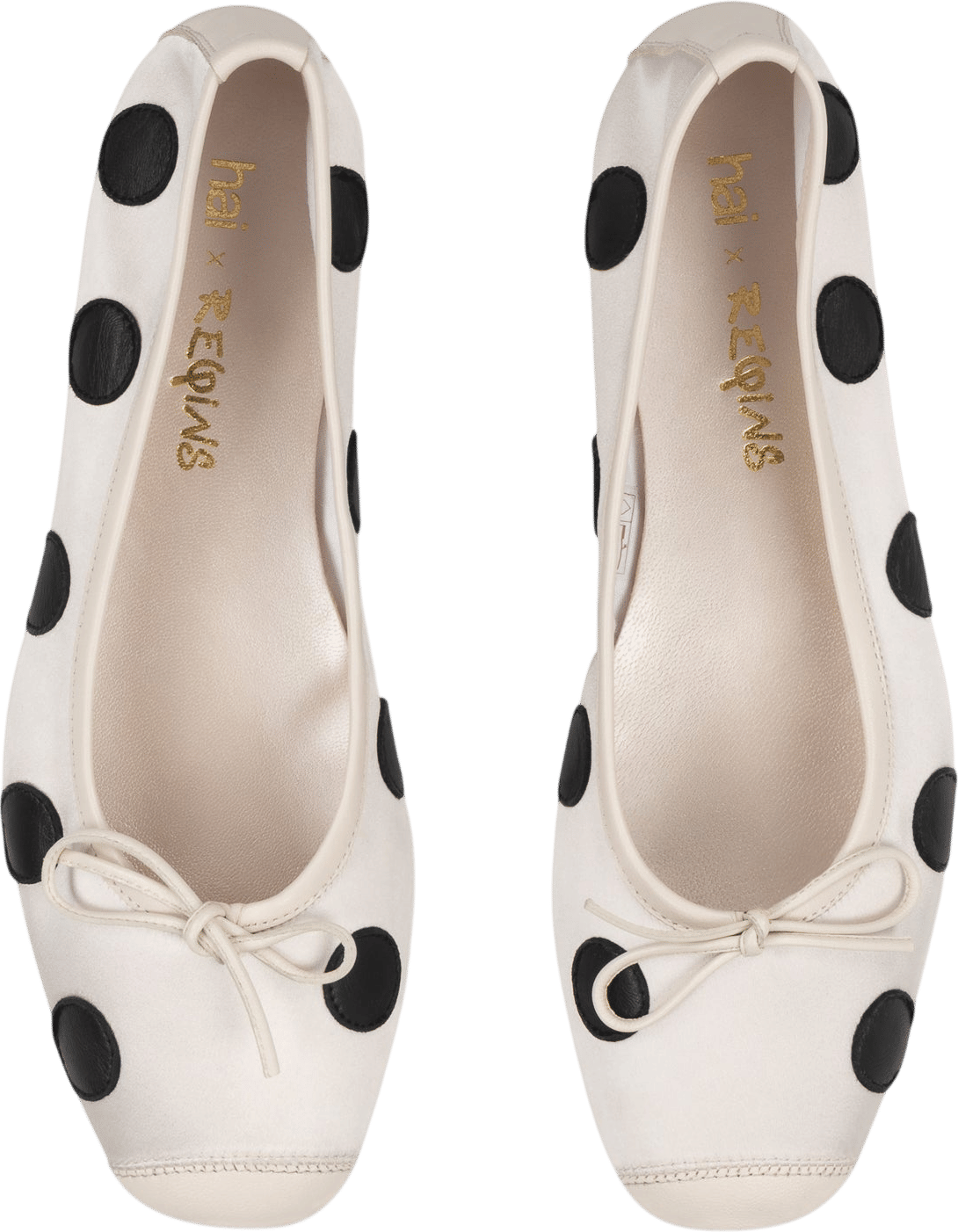 Hai Harmony Ballerinas in White and Black Polka Dot