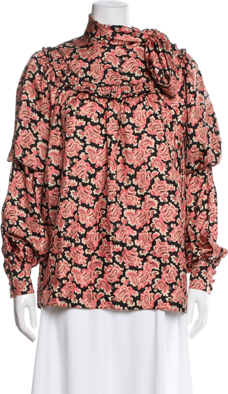Runway Silk Paisley Print Blouse