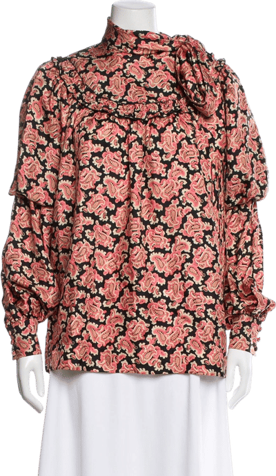 Runway Silk Paisley Print Blouse