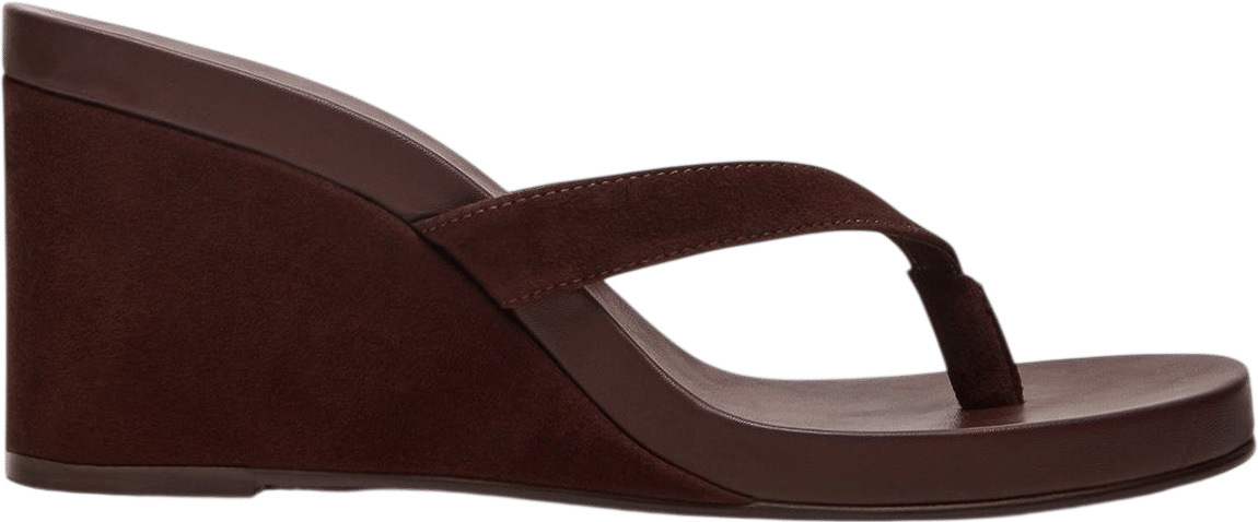 Playing Brown Suede Thong Wedge Sandal