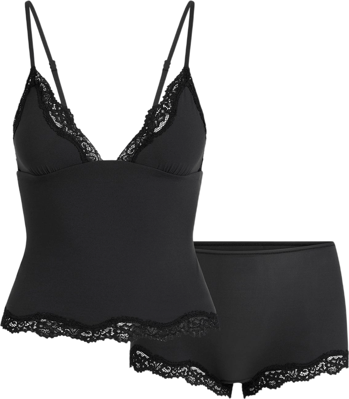 FITS EVERYBODY LACE TRIANGLE CAMI AND BOY SHORT SET