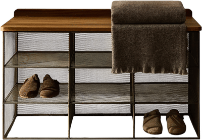 Metal and Wood Shoe Bench