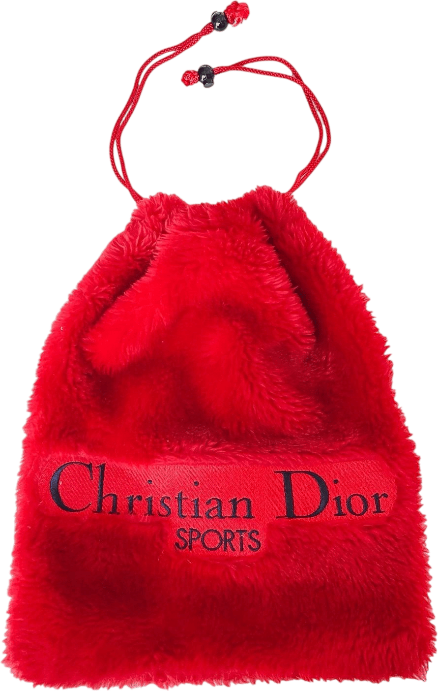 Treasures of NYC Dior Red Faux Fur Drawstring Bag