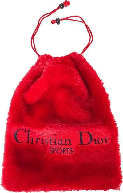 Dior Red Faux Fur Drawstring Bag