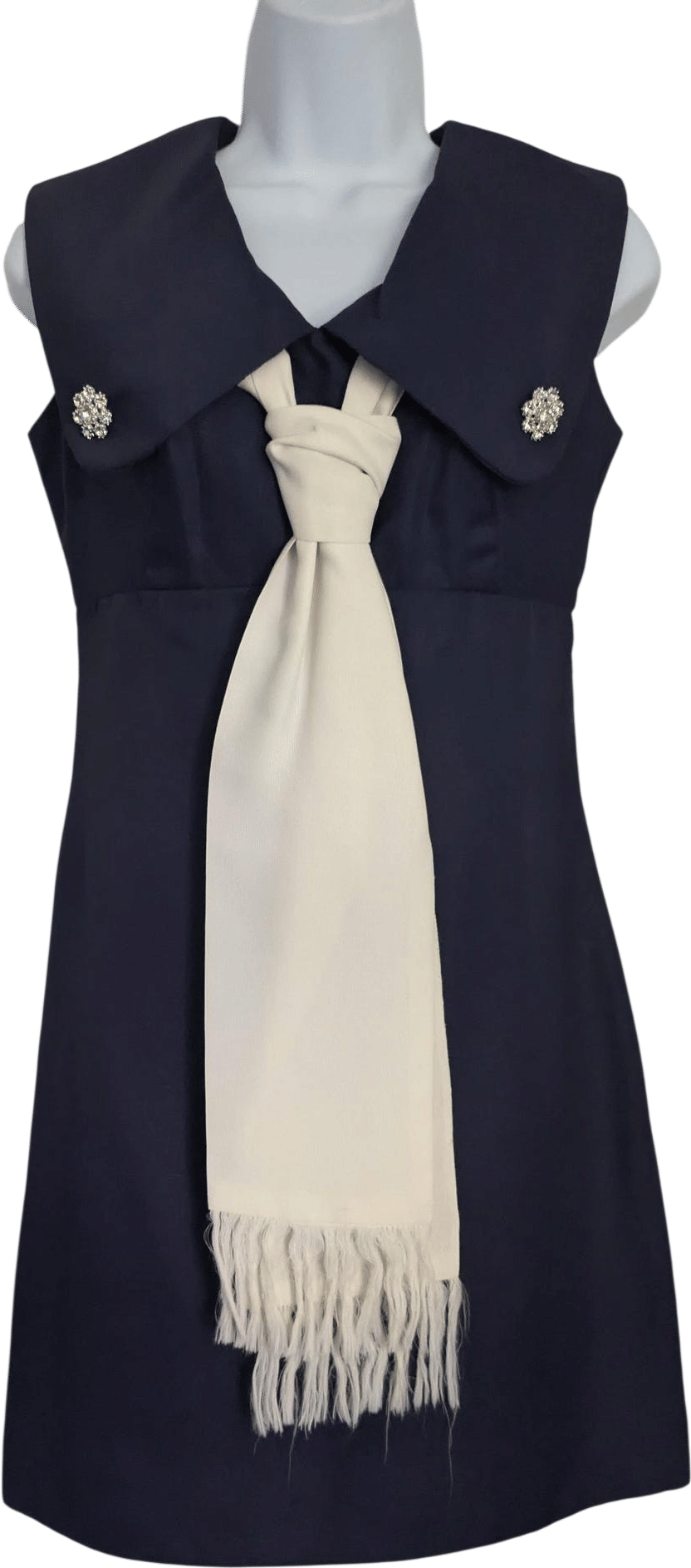 Vintage Nautical Dress by Bell Rose Originales - navy blue with white tie - 60's mini dress